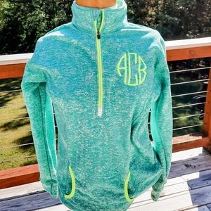 Green heathered medium fleece nwot half zip